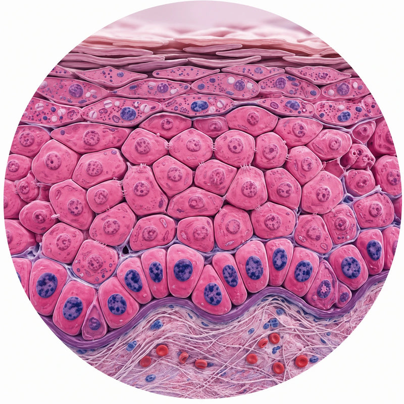 Microscopic view of skin cell renewal